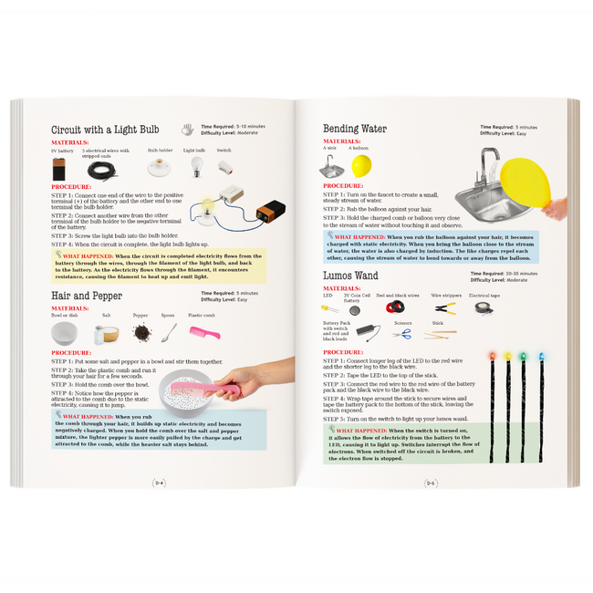 121 Science Experiments book of gravity and electromagnetism for Kids Ages 8+
