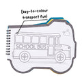Vehicles Shaped Colouring Book for Kids, 4 Sketch Pens and Sticker Sheet, Transport Activity Colouring Kit, Gift Set for Children Ages 3+