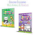 Crayons Colouring Books for Kids (Set of 8 Books) - Alphabet, Animals, Vehicles, Vegetables, Numbers, Shapes, Wild Animals, and Fruits