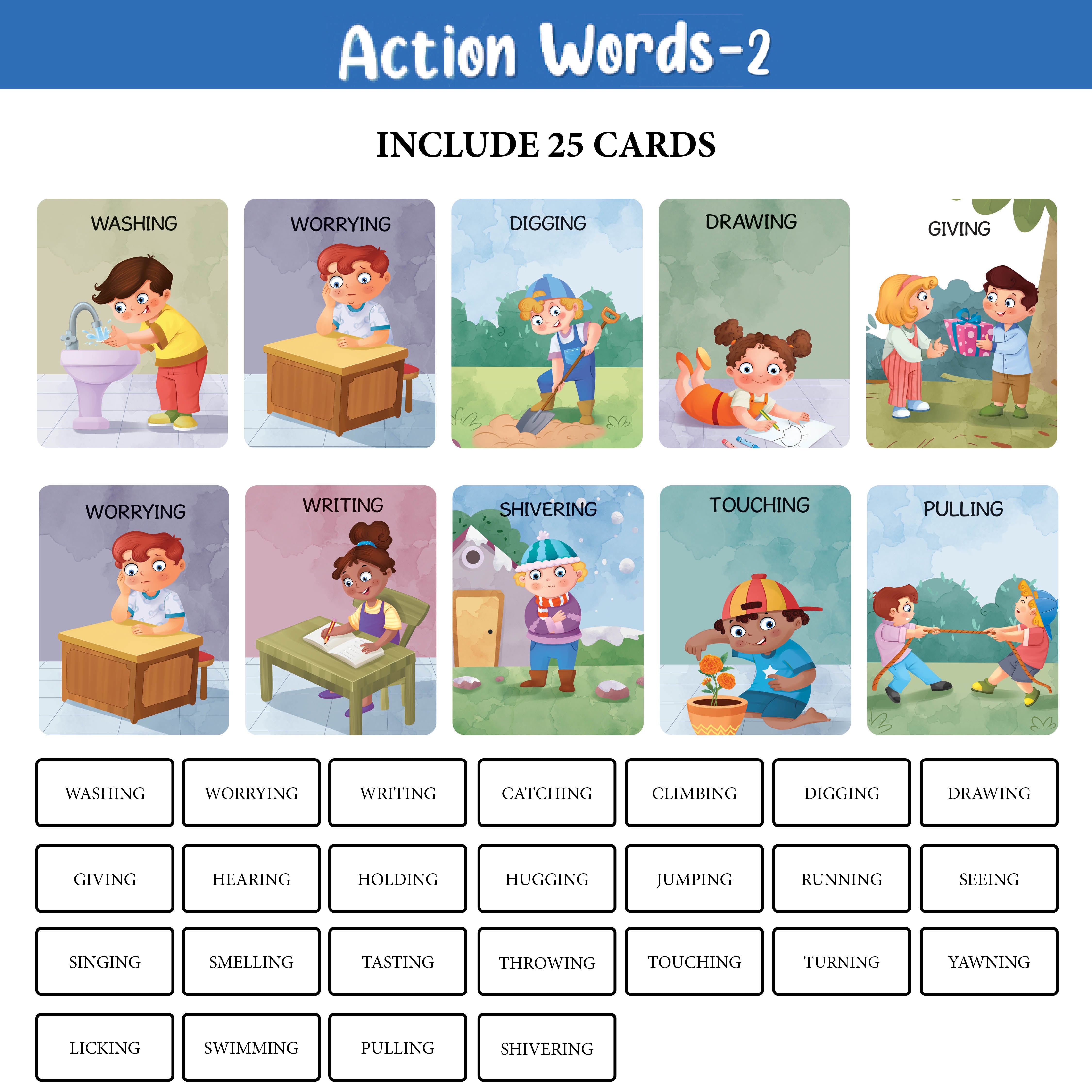 Action Names My First 100 Illustrated Flashcards: Sight & Action Words - Immerse yo