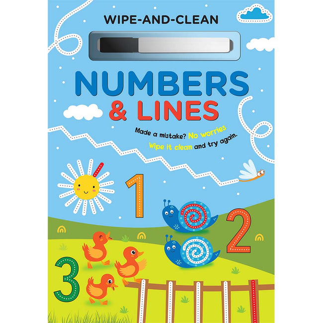 Wipe and Clean Book, Reusable Activity Book for Kids, Numbers and Lines, Early Tracing Workbook, Fun Patterns, Comes with Erasable Marker, Ideal Gift for Boys and Girls