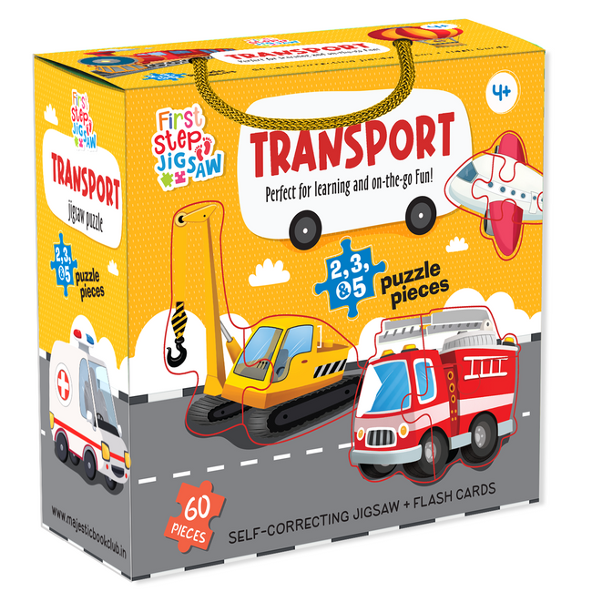Transport Puzzle for Kids, 60 Puzzle Pieces & 25 Flashcards