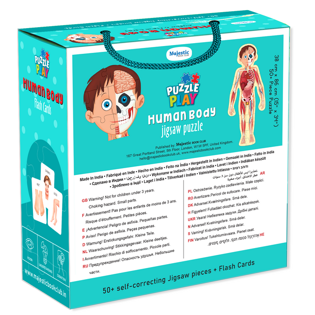 Human Body Puzzle Box for Kids I 50+ Jigsaw Puzzle Pieces & 25 My Body Flashcards I Educational Toy for Children Age 4+ I for Children
