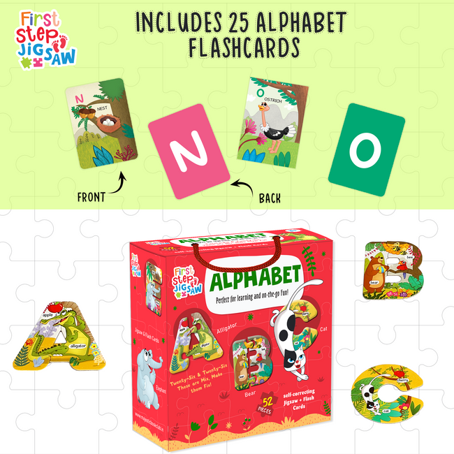 Alphabet Puzzle - 52 Piece | 25 Flashcard | Jigsaw Puzzle