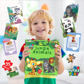Puzzle Play Jungle Animals Floor Puzzle for Kids | 35 Piece Jigsaw Puzzle + 25 Flash Cards | Educational Learning Toy for Boys & Girls Age 4+ | Lion, Giraffe, Gorilla & More