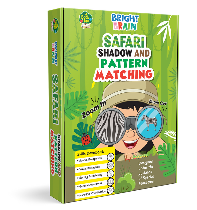 Jungle Animals Sorting Game, Bright Brain Safari Shadow & Pattern Matching Puzzle for Kids, Montessori Educational Toy