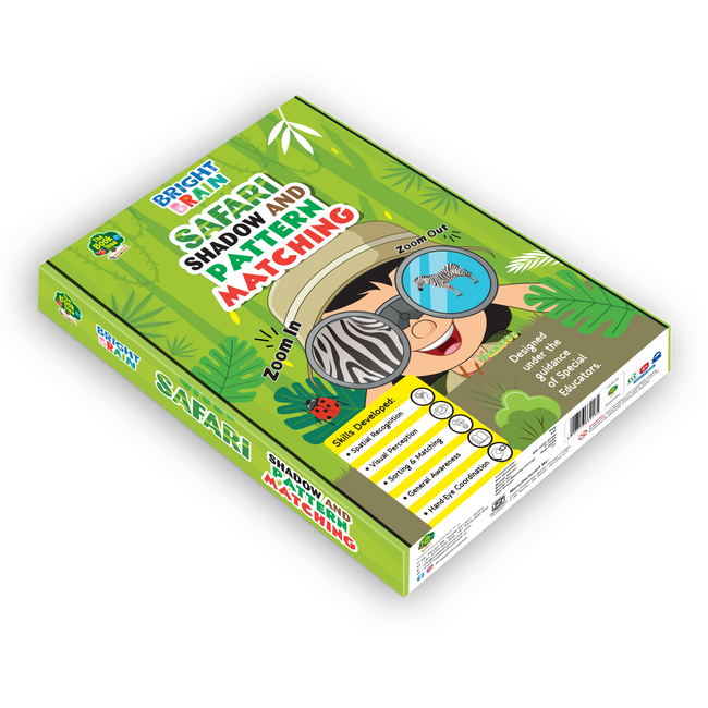 Jungle Animals Sorting Game, Bright Brain Safari Shadow & Pattern Matching Puzzle for Kids, Montessori Educational Toy