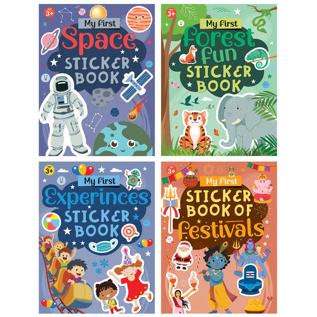 My First Sticker Books - Forest Fun, Space, Experiences and Festivals (Set of 4 Books) - Activity Books for Kids with Stickers - Age 3+