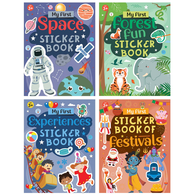 My First Sticker Books - Forest Fun, Space, Experiences and Festivals (Set of 4 Books) - Activity Books for Kids with Stickers - Age 3+