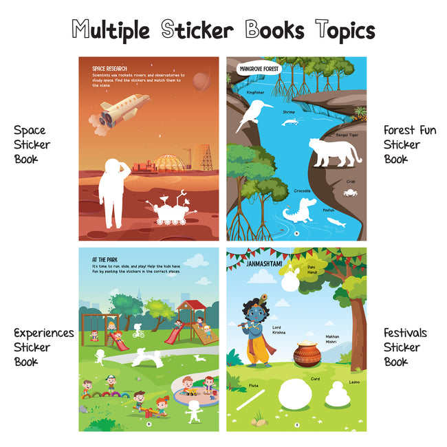 My First Sticker Books - Forest Fun, Space, Experiences and Festivals (Set of 4 Books) - Activity Books for Kids with Stickers - Age 3+