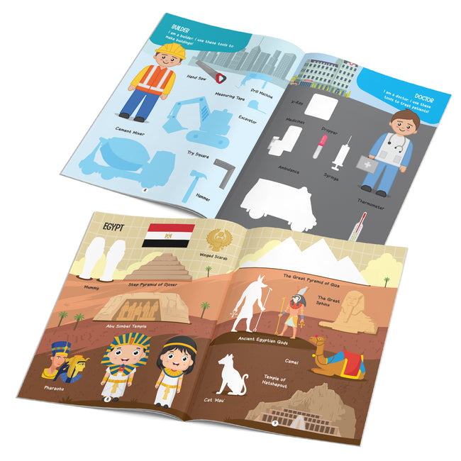 My First Sticker Book Set of 4 - Dinosaurs, Words, Professions & Travel - Early Learning Sticker Activity Books for Kids Ages 3+