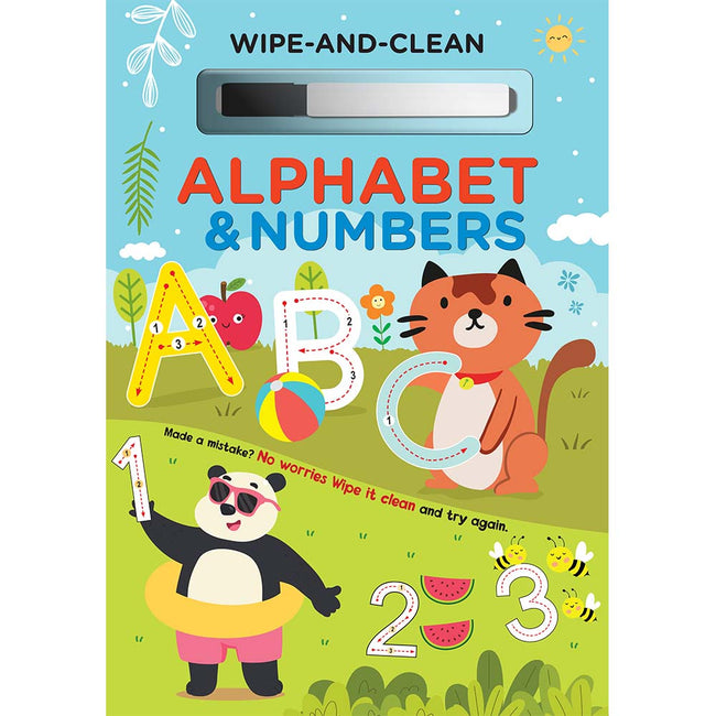 Wipe and Clean Book, Reusable Activity Book for Kids, Alphabet and Numbers, Early Tracing Workbook, Comes with Erasable Marker, Ideal Gift for Boys and Girls
