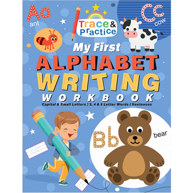 My First Alphabet Writing Workbook for Children | Trace & Practice Series | Trace & Write Capital Letters, Small Letters, Words with Vowel Sounds & Simple Sentences | Early Writing Practice Book | 64 Pages | Ages 3-6