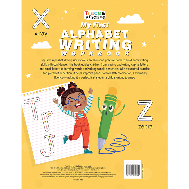 My First Alphabet Writing Workbook for Children | Trace & Practice Series | Trace & Write Capital Letters, Small Letters, Words with Vowel Sounds & Simple Sentences | Early Writing Practice Book | 64 Pages | Ages 3-6