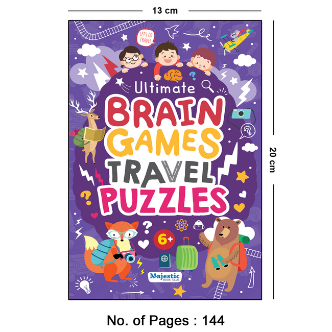 Brain Games – Travel Puzzles | Fun Travel Activity Book for Kids | Puzzles, Mazes, and Logic Games | Boost Thinking & Problem-Solving Skills | Ages 6+