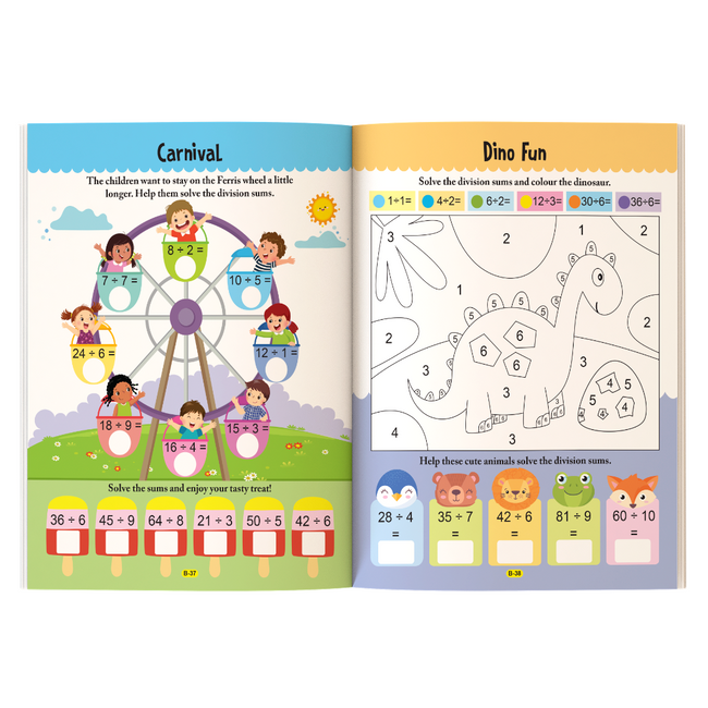 Majestic Book Club 4 Book Activity Set for Kids Age 5-8 | 1001 Activities, Addition & Subtraction, Multiplication & Division, Time Money & Fractions Workbook