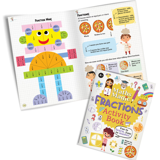 Math Magic – Fractions, Decimals & Percentages, Data Handling, Measurement | Set of 4 Maths Activity Books for Kids Ages 4+ | Fun Learning Puzzles & Practice Sheets