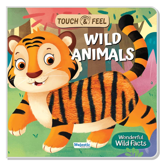 Touch & Feel Wild Animals, Sensory Learning Book for Kids, 5 Touching Elements, Interactive Texture Book for Children