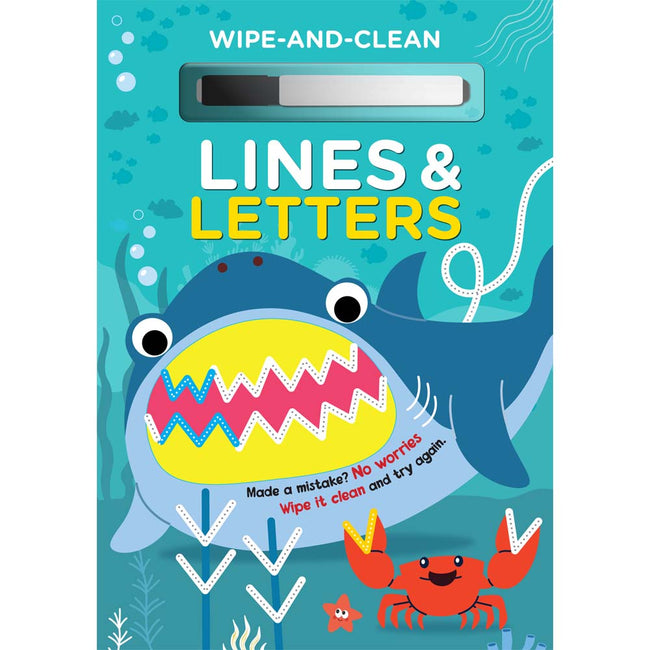 Wipe and Clean Book, Line and Letters Reusable Activity Book for Kids, Early Tracing Workbook, Fun Patterns, Comes with Erasable Marker, Ideal Gift for Children