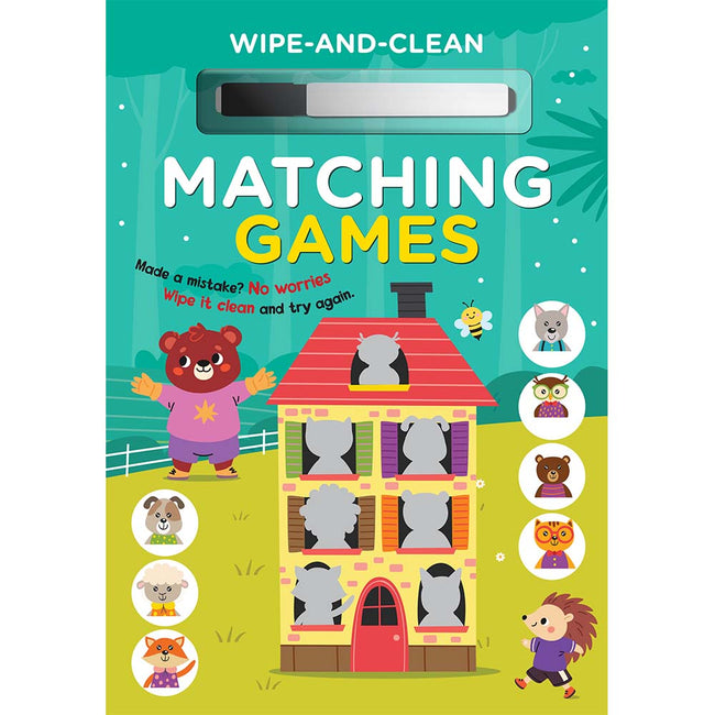 Wipe and Clean Matching Games - Reusable Activity Book for Kids, Early Tracing Practice Workbook, Matching Games Activity Book, Comes with an Erasable Marker, Ideal Gift
