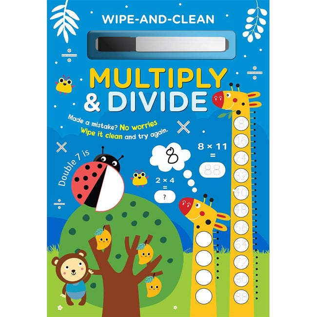Wipe and Clean Book for Kids, Multiplication and Division Activity Book, Early Tracing Practice Workbook, Comes with Black Marker, Ideal for Independent Learning