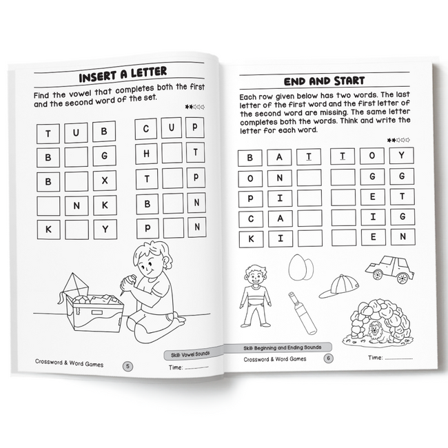 Crossword & Word Games for Kids (Ages 6+) - Ultimate Brain Games: 120+ Fun Word Puzzles to Improve Vocabulary and Spelling