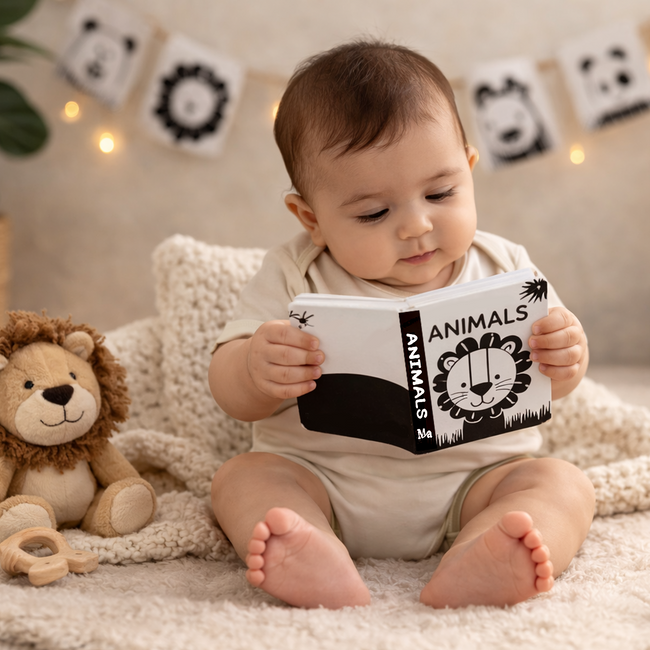 High Contrast Books for Babies & Infants | Box Set of 6 Books | Black & White Educational Books | Visual & Sensory Stimulation
