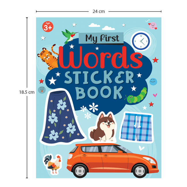 My First Words Sticker Book | 16-Page Vocabulary Activity & Sticker Book for Kids Ages 3+, Includes 4 Sheets of Stickers