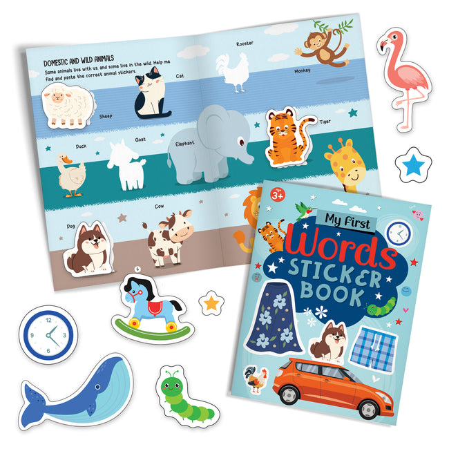 My First Words Sticker Book | 16-Page Vocabulary Activity & Sticker Book for Kids Ages 3+, Includes 4 Sheets of Stickers
