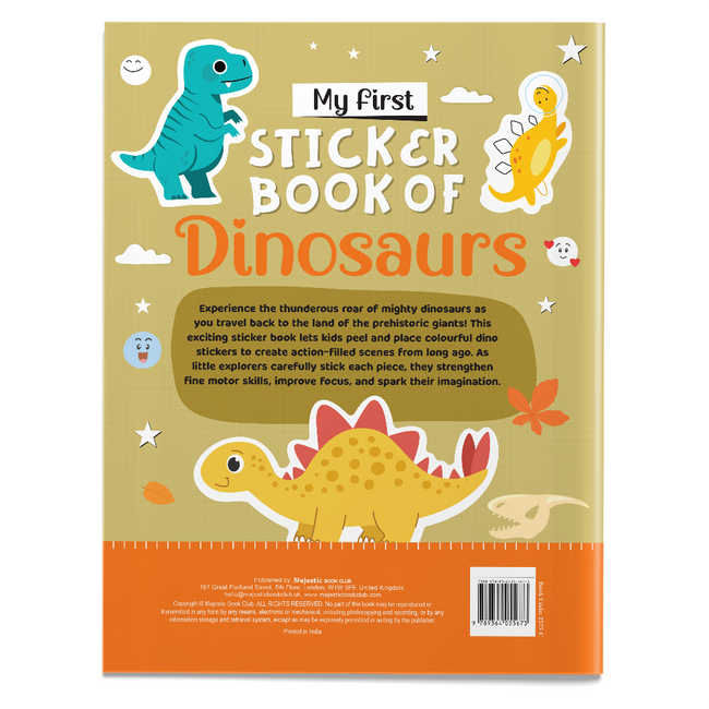 My First Sticker Book of Dinosaurs | 24-Page Dinosaur Activity & Sticker Book for Kids Ages 3+, Includes 4 Sheets of Stickers