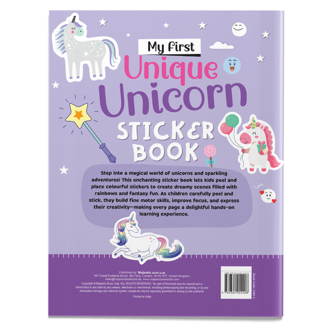 My First Unique Unicorn Sticker Book | Magical Unicorn Activity Book for Kids Ages 3+, Includes 4 Sheets of Stickers