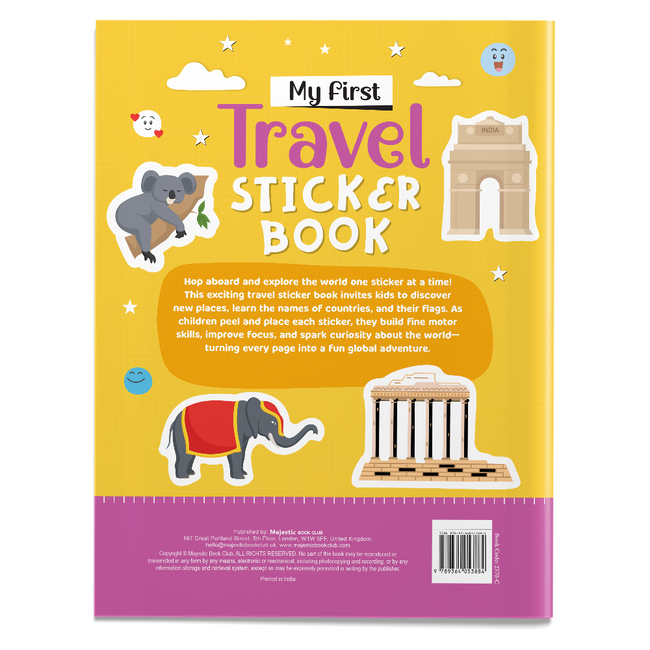 My First Travel Sticker Book | 16-Page World Landmarks & Countries Activity & Sticker Book for Kids Ages 3+, Includes 4 Sheets of Stickers