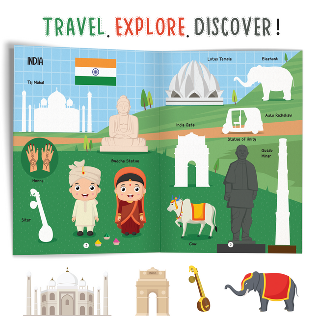 My First Travel Sticker Book | 16-Page World Landmarks & Countries Activity & Sticker Book for Kids Ages 3+, Includes 4 Sheets of Stickers