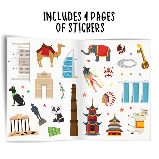 My First Travel Sticker Book | 16-Page World Landmarks & Countries Activity & Sticker Book for Kids Ages 3+, Includes 4 Sheets of Stickers