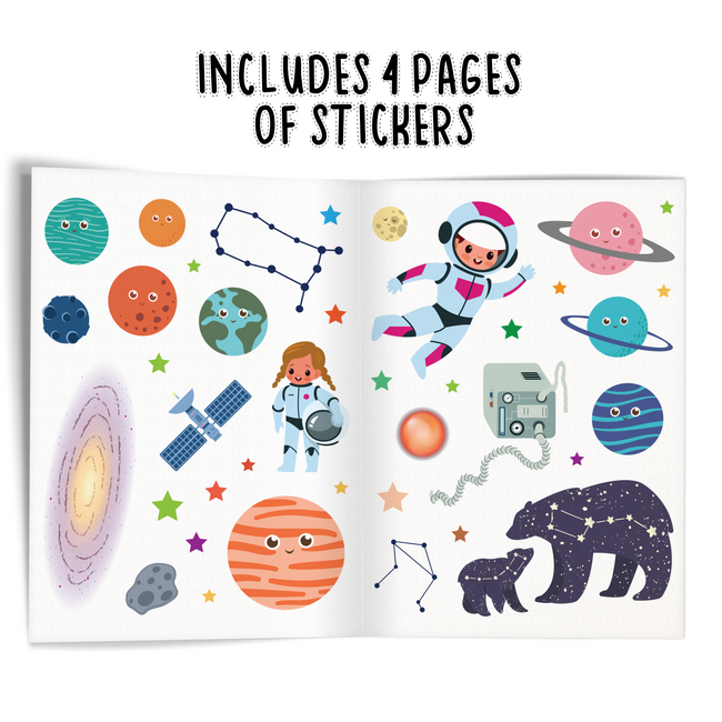 My First Space Sticker Book | Solar System & Astronaut Activity Book for Kids Ages 3+, Includes 4 Sheets of Stickers