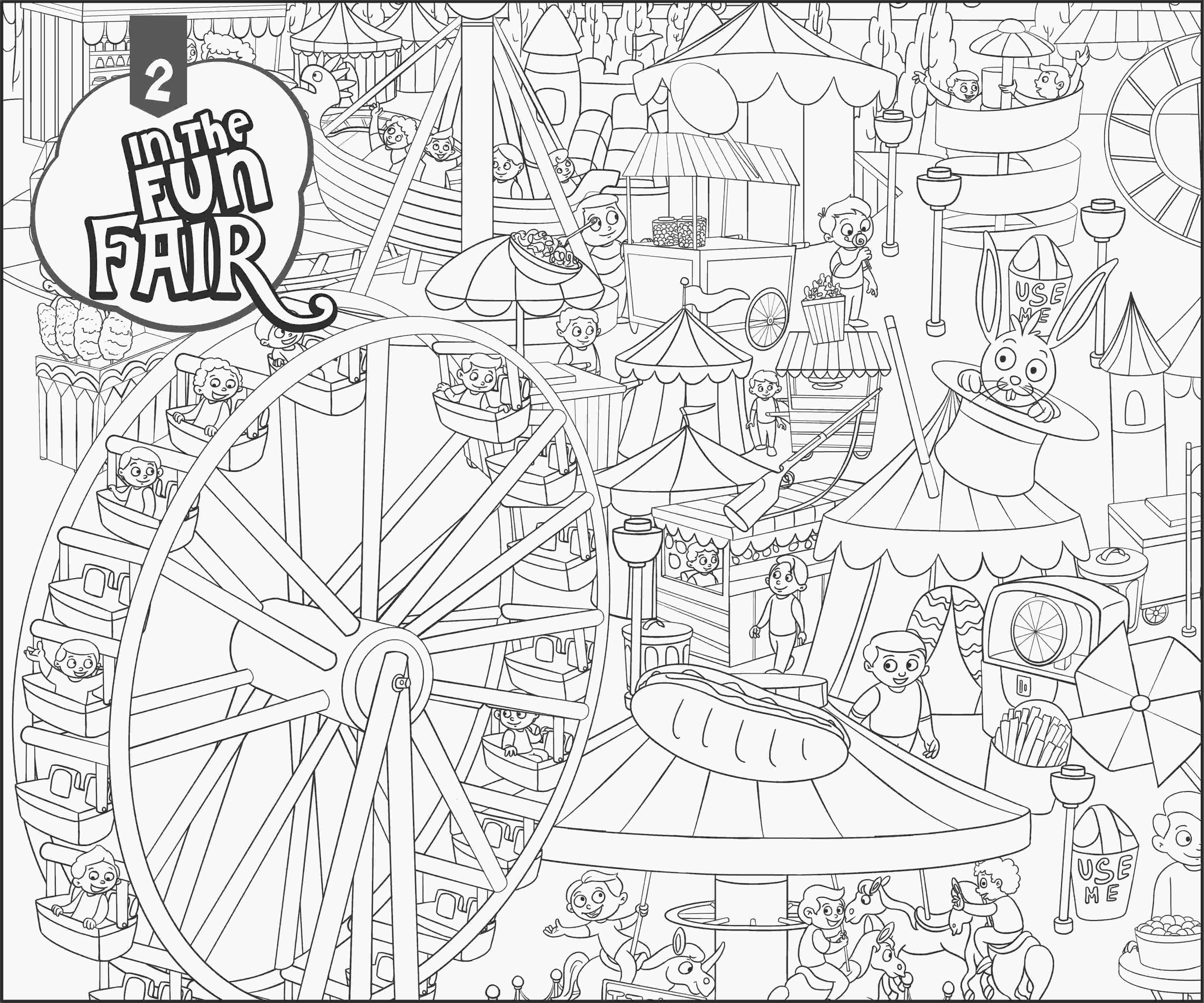 In the fun fair Colouring Poster