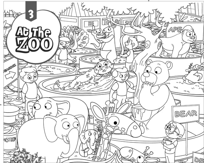 At the Zoo- Colouring Poster