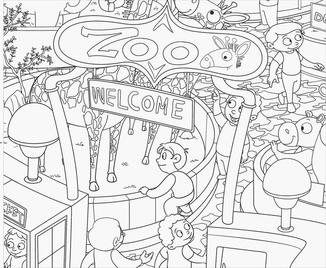 At the Zoo- Colouring Poster
